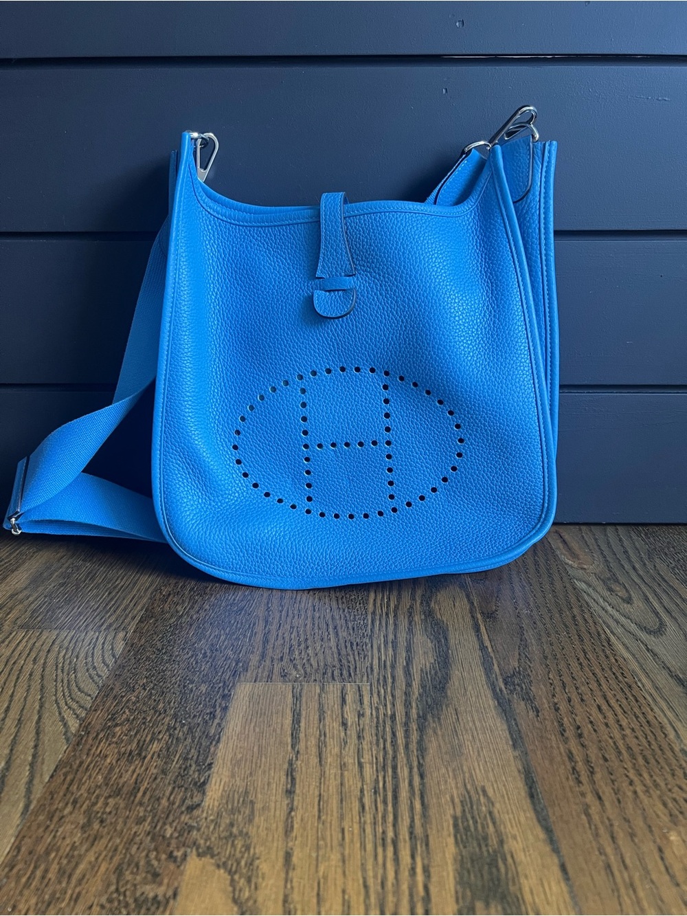 Hermes Blue Togo Evelyne Crossbody Bag